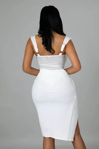 SOPHIA Rhinestone Bodysuit Skirt Set