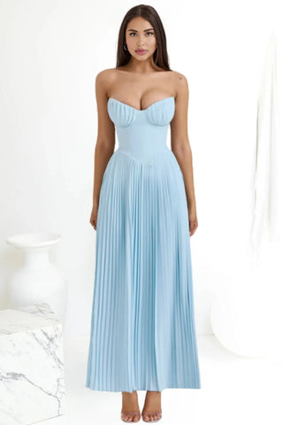 A-Line Strapless Pleated Dress, Corset Maxi Dress