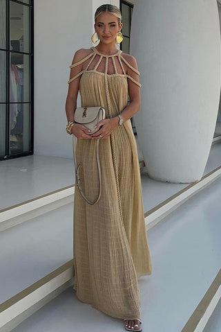 Braided Flowy Backless Boho Maxi Dress