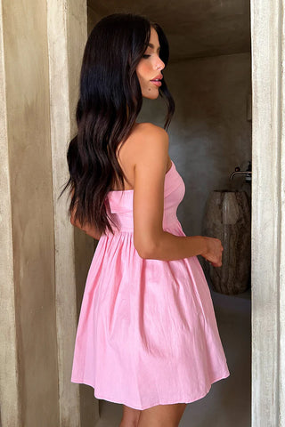 Fold Over A-Line Strapless Mini Dress with Pockets