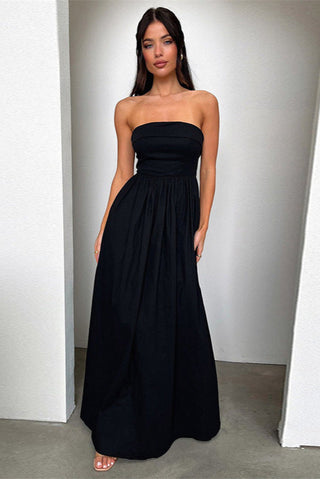 Fold Over Strapless Maxi dress with Hidden Pocket