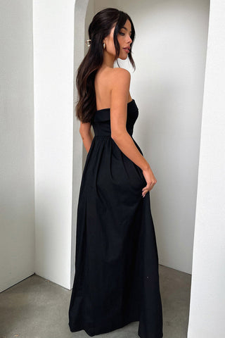 Fold Over Strapless Maxi dress with Hidden Pocket