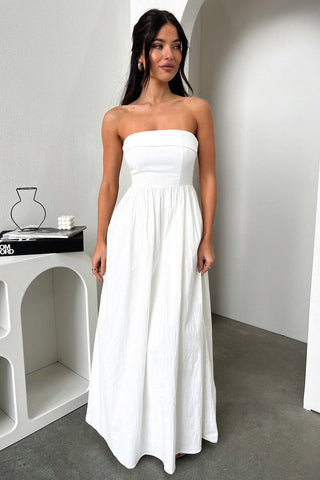 Fold Over Strapless Maxi dress with Hidden Pocket