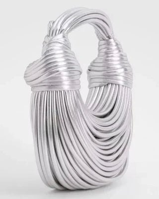 Metallic Strappy Shoulder Bag with Zipper Closure