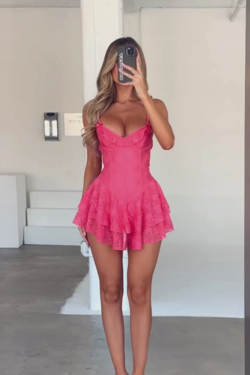 Adjustable Straps Sweetheart Mini Lace Corset Dress