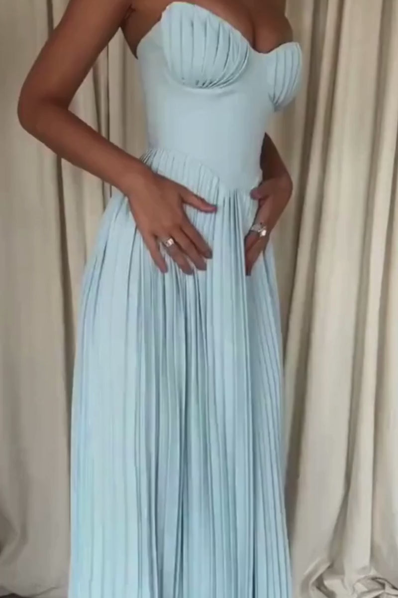 A-Line Strapless Pleated Dress, Corset Maxi Dress